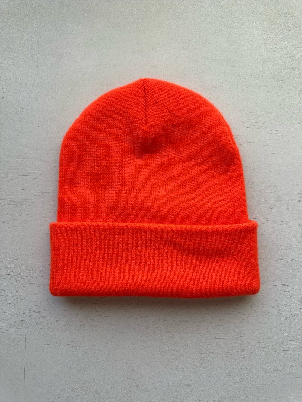 Vibrant orange cuffed ribbed knit beanie